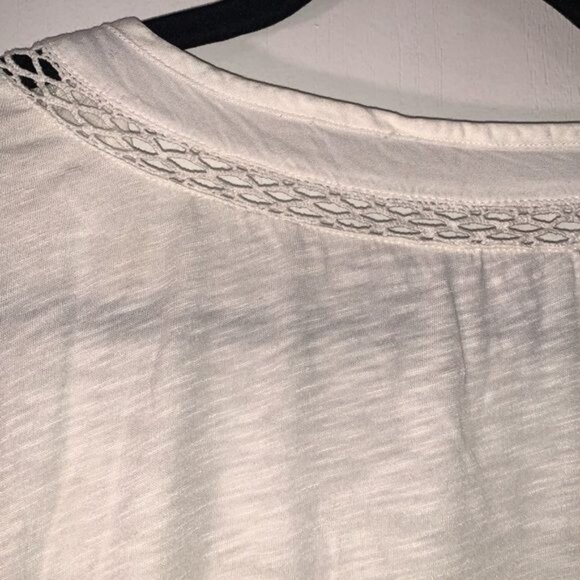 Gloria Vanderbilt Womens White Embroidered V-Neck Top L - Picture 7 of 11